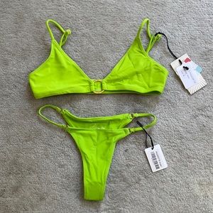 Bamba Swim NWT lime green bikini top & bottom